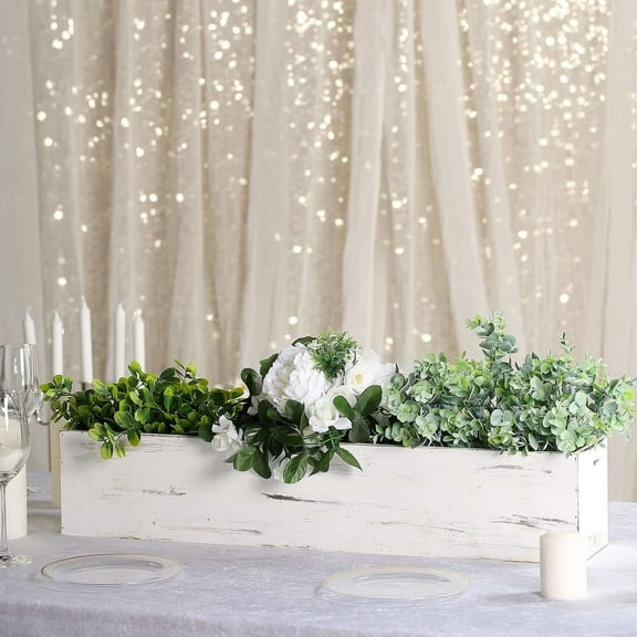 Efavormart 30x6'' Whitewash Wood Planter Boxes With Plastic Liner DIY Rustic Boxes Rectangle Wood Box For Wedding Party Decoration
