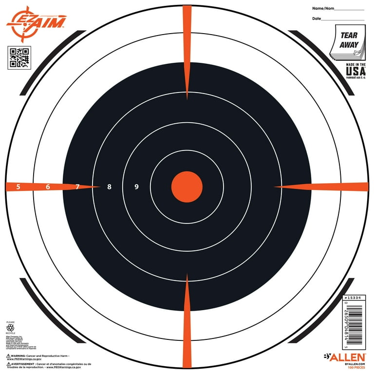 Ez Aim Bullseye Paper Shooting Targets by Allen Company, 12