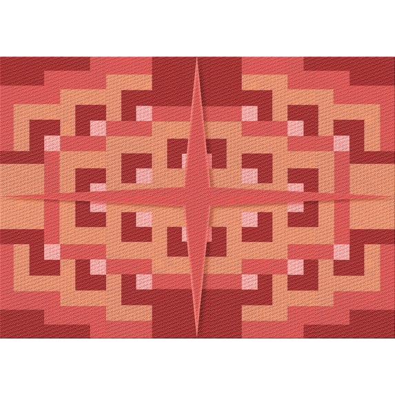 Ahgly Company Indoor Rectangle Patterned Ferrari Red Area Rugs, 6' x 9'