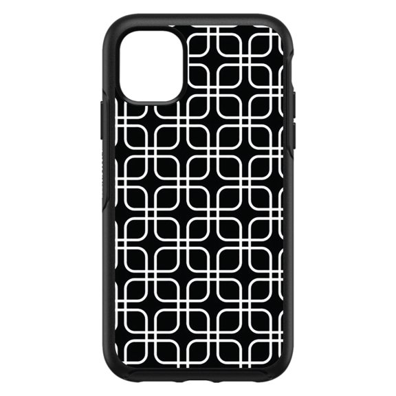 DistinctInk Custom SKIN / DECAL compatible with OtterBox Symmetry for iPhone 11 Pro MAX (6.5" Screen) - Black White Square Pattern Geometric