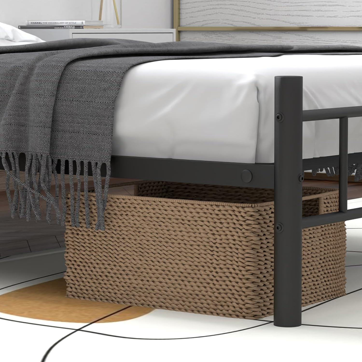Twin Size Bed Frame, 11.2" Height Classic Metal Bed Frame with Under Bed Storage/No Box Spring Needed,Black