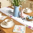 thumbnail image 5 of Happy Easter Table Runner 48 Inches Long for Kitchen Dining, Cute Rabbits Eggs Daisy Flowers Plants Watercolor Dresser Scarf Farmhouse, Dining Table Decorations for Wedding/Parties, 13 x 48 In, 5 of 8