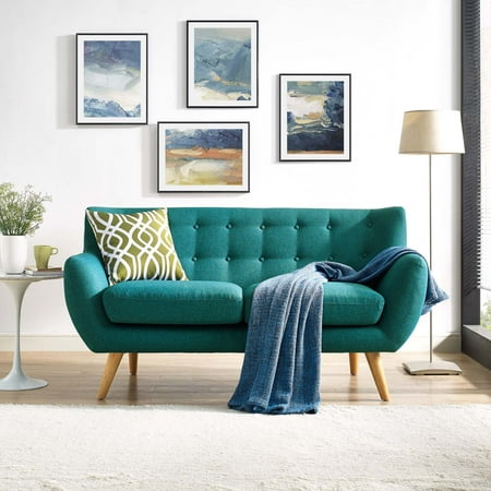 UPC 889654107033 product image for Modway Remark Upholstered Fabric Loveseat in Teal | upcitemdb.com