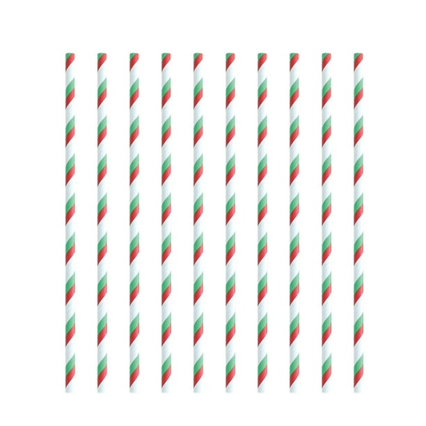 Pajas de Papel de Navidad 10 Piezas Pajas de Papel de Rayas de Copo de Nieve para la Cena de la Fiesta Y la Reunión Familiar Pajas de Papel Desechable