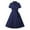Navy, variant on Women Dresses Summer Casual V-Neck ButtonZipper Short Sleeve Solid Dress