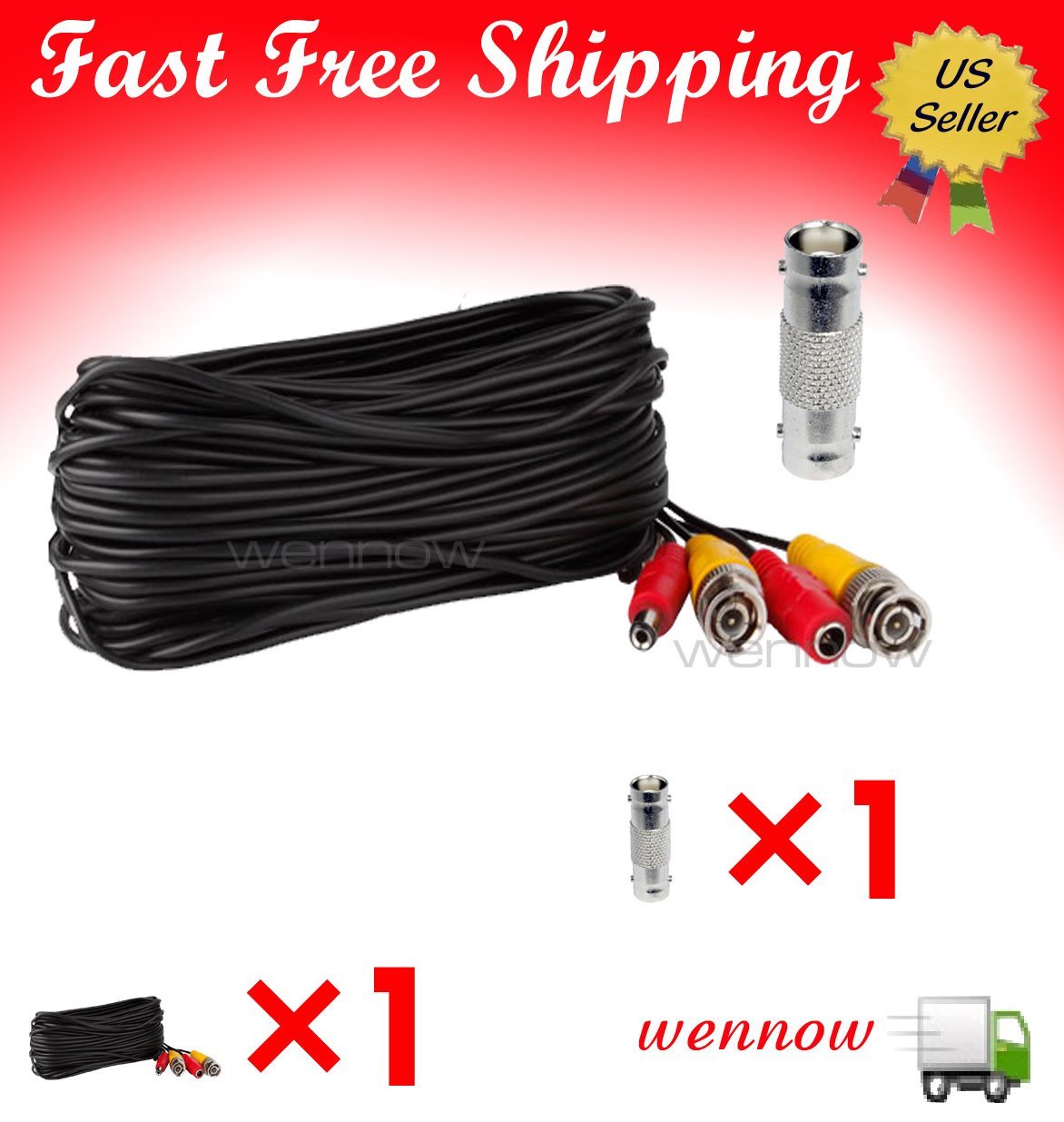 60ft Video & Power Cable for Zmodo/Qsee/Night Owl Security CCTV