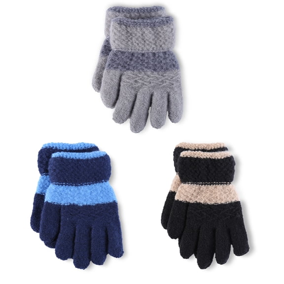 REDESS Toddler Winter Gloves for Kids 2‑6 Years Old, Soft Knit Full‑Finger Kids Glovesfor Little Boys Girls 3 Pack