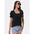 thumbnail image 6 of Tops for Women Summer Casual Ruffle Trim Sleeve Square Neck T Shirts, 6 of 6