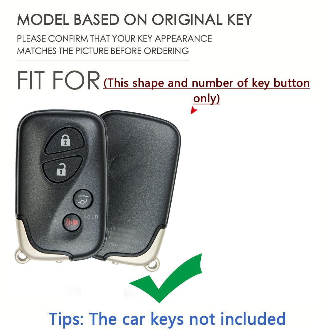 Gray Metal Leather Key Fob Cover Fit for Lexus GX460 RX350 ES350 IS250 GX460 LX570 IS350 GS430 GS300 GS450h is-C is-F Keyless Key Holder with Keychain