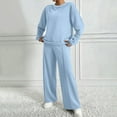 thumbnail image 4 of Women's Tracksuit Sets Pullover Oversized Crewneck Sweatshirt Wide Leg Pants 2 Piece Loungewear Outfits with Pockets New Fall Travel Outfits for Women Sky Blue L, 4 of 9