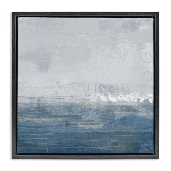 Stupell Industries Coastal Ocean Tide Abstract Black Floating Frame Canvas Art, 18 x 18, by Dan Meneely