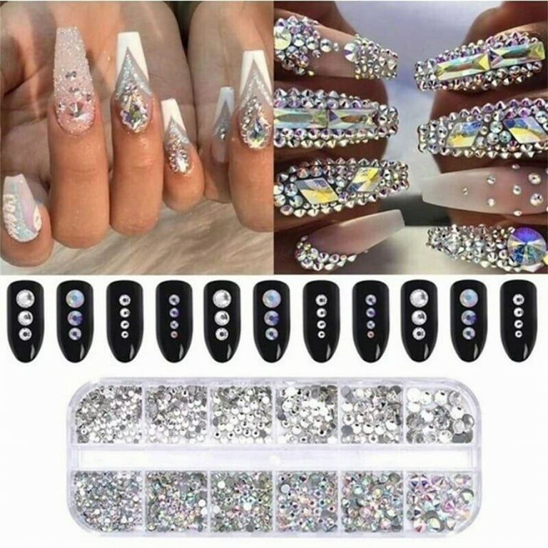  300Pcs Mixed Horse Eye AB Color Nail Art Rhinestones Flatback  Glitter Crystal 3D Marquise Strass Acrylic DIY Decorations Nail Accessories  (Mixed AB) : Beauty & Personal Care