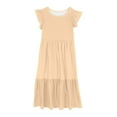 thumbnail image 5 of Meichang Girls Summer Dresses Flutter Short Sleeve Crew Neck Ruffle Tiered Dress Swing Loose Fit Pockets Maxi Dresses Casual A-Line Beach Dress Khaki 160, 5 of 6
