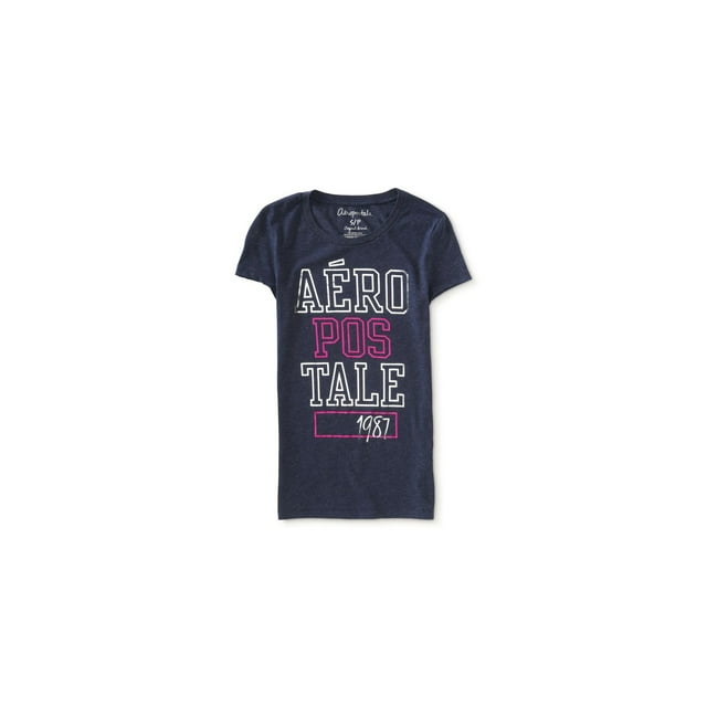 Aeropostale - Camiseta gráfica con logotipo de lámina para mujer, azul, extra pequeña Aeropostale Camiseta gráfica