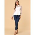 thumbnail image 3 of INSPIRE CHIC Blouse Transparente en Maille pour Femme à Manches Longues, Col Rabattu, Goutte d'Eau, Haut Péplum, 3 of 6