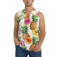 thumbnail image 2 of Lsque Hawaiian Pineappl Print Men's Cotton Blend Sleeveless Muscle Shirts (S-3XL)- Moisture Wicking, Odor Protection, UPF 30+,X-Large, 2 of 8