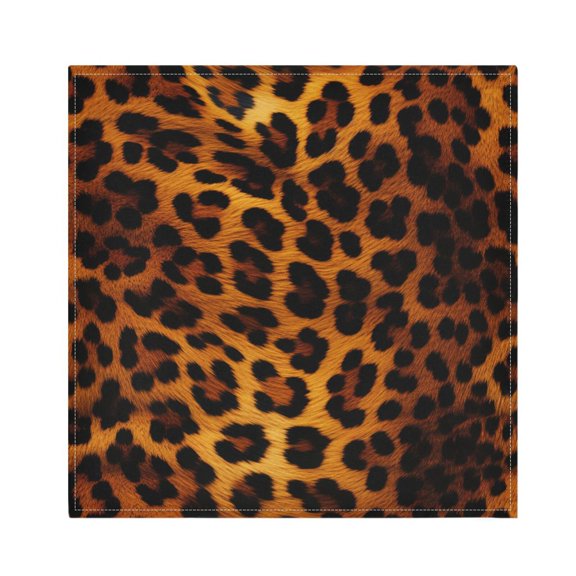 JSTEL Brown Leopard Cheetah Print Cloth Napkins Set of 1, 20x20 Inch Washable and Reusable Napkin for Decoupage Dinner Party Everyday Use