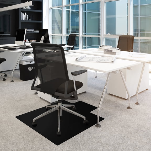 Advantagemat® Black Vinyl Lipped Chair Mat for Carpets - 36" x 48"