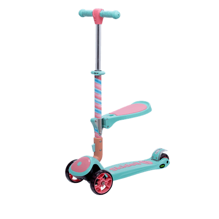 Skidee Kick Scooters for Kids, Adjustable Height, Foldable, LED Lights, Rear Brake, Ages 2-12, Marshmallow
