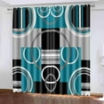 thumbnail image 2 of Teal Gray Geometric Blackout Curtains for Bedroom, White Gray Modern Abstract Plaid Circle Room Darkening Curtain Thermal Insulated Window Drapes for Living Room 53"W x 63"L (Pack of 2), 2 of 6