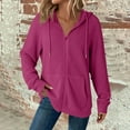 thumbnail image 2 of jtjvou Womens Waffle Knit Zip Up Hoodies 2025 Fall Casual Loose Fit Sweatshirts Lightweight Track Jackets with Pockets Pink XL, 2 of 9