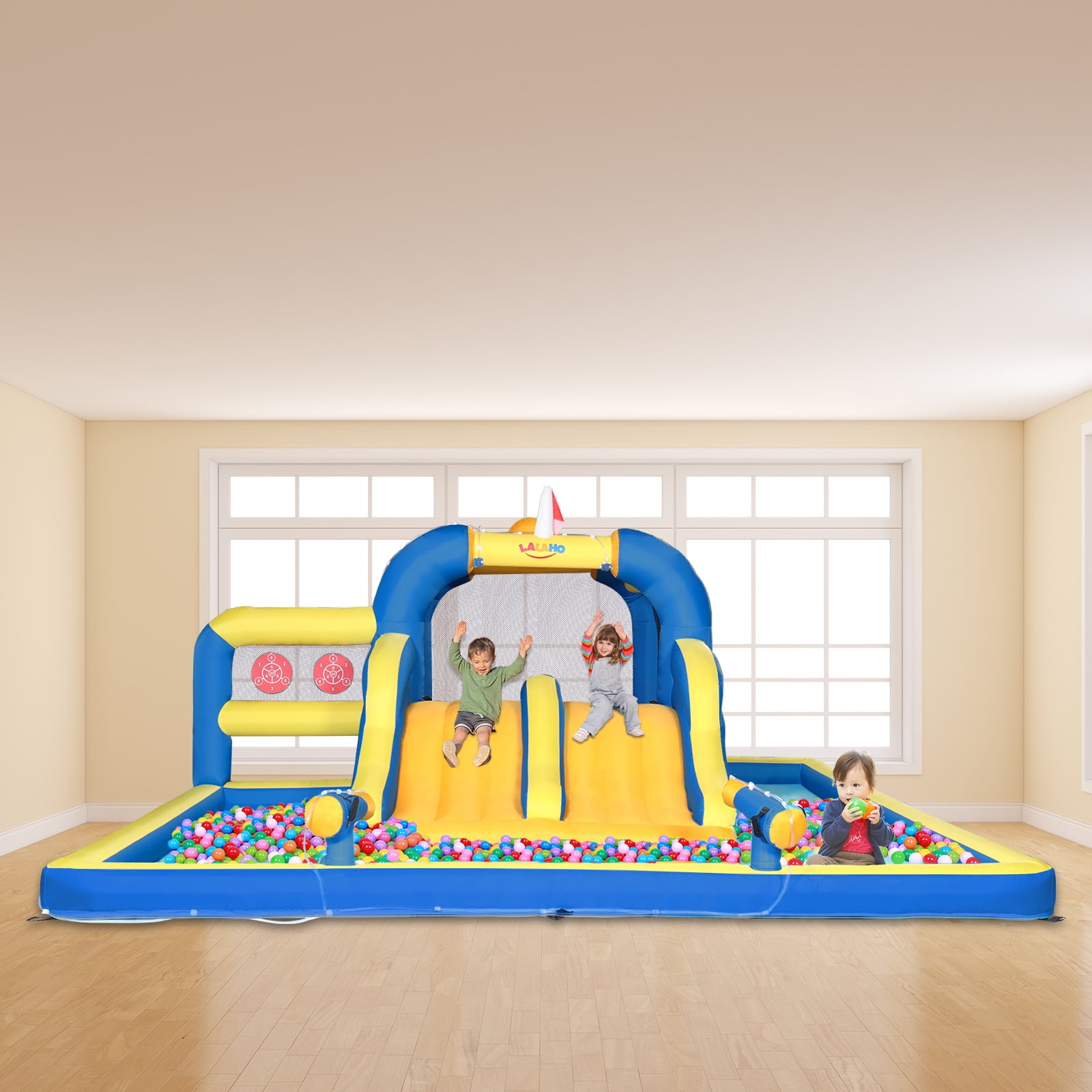 Zimtown Inflatable Water Slide, Bounce House with 2 Slide for Kids, Inflatable Waterslide for Park, Backyard, Outdoor