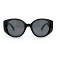 thumbnail image 2 of Womens Mod Fashion Round Thick Temple Plastic Chic Sunglasses All Black, 2 of 4