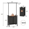 thumbnail image 2 of Towallmark Laundry Sorter 2 Section Laundry Hamper Sorter with Clothes Hanging Rod and Wooden Storage Shelf 2 X 13gal Laundry Basket Organizer for Laundry Room Organization Storage Baskets, Black, 2 of 8