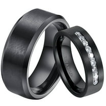 Matching Rings Couple Ring Titanium Steel CZ Women Wedding Ring Wedding Band Male Ring