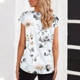 thumbnail image 5 of Echfiprom Womens White Tops Summer Dressy Casual Satin Loose Floral Casual V-Neck Blouse for Women, 5 of 7