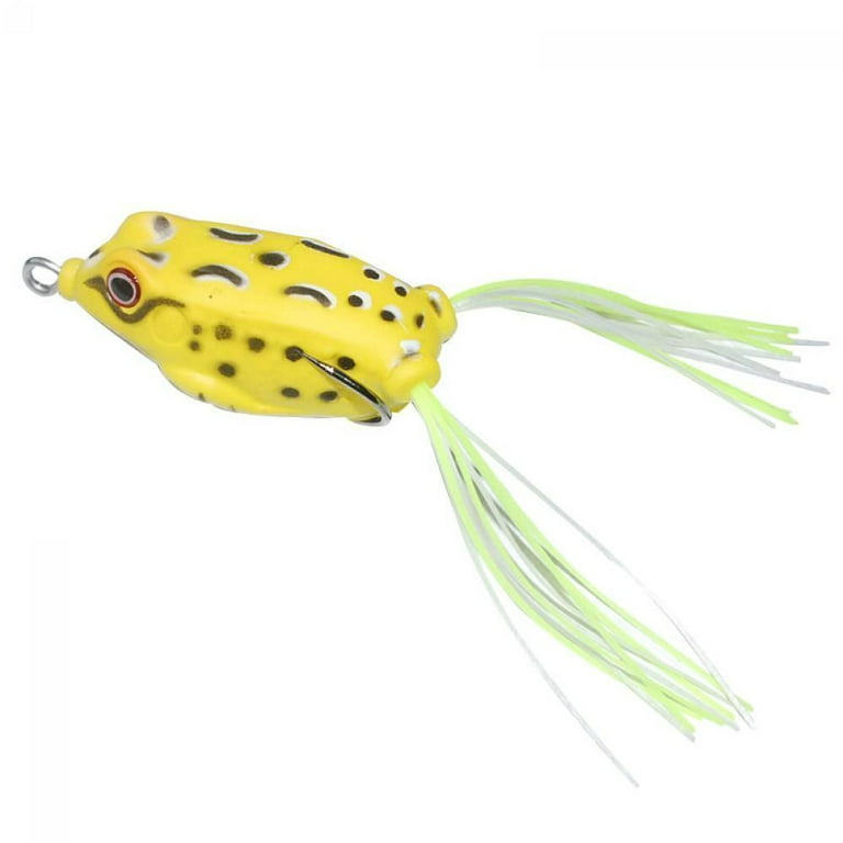 Vintage Floating Topwater Bass Tackle Crankbait Frog Bait Fishing Lure  Hooks YELLOW 