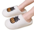 thumbnail image 3 of Gaexia Women's Halloween Cat Print Slippers Cozy Soft Indoor Outdoor Slides Comfortable Flat Shoes For Women And Men, 3 of 7