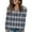 Blue, variant on Women's Fashion V-Neck Button-Up T-Shirt With Classic Check Print Long Sleeves, Plaid Pattern Stylish Shirt for Casual and Semi-Formal Occasions,Pink,XL