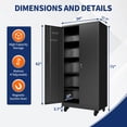 thumbnail image 2 of Dtwnek 71" Tall Garage Storage Cabinet with Doors and Wheels, Metal Cabinet with Shelves, Storage Cabinet for Garage, Home, Office, Black, 2 of 9