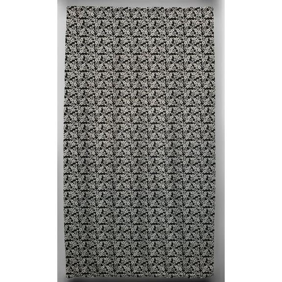 Floral Damask French Door Curtain Panel with Tie Back by Penny's Needful Things (Unlined) (Black)