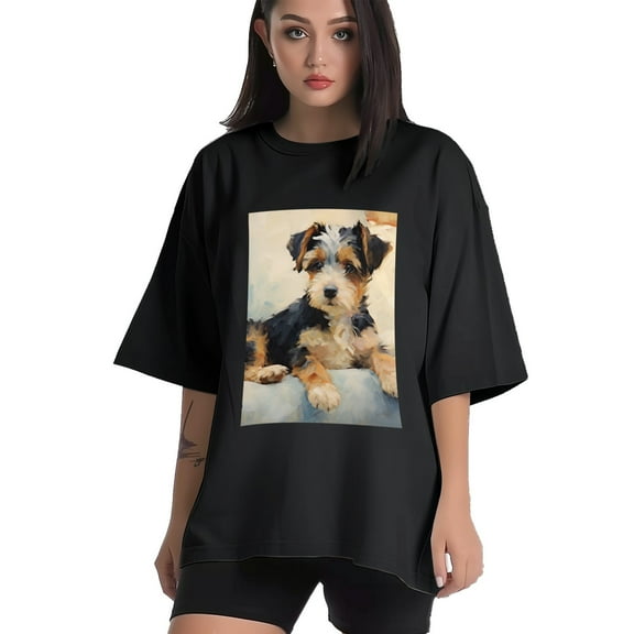 Plus Size Shirt for Women Black Tops for Women Short Sleeves Shirt for Women Dog T Shirt Crewneck Shirt for Women XS