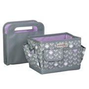 Collapsible Desktop Craft Caddy, Purple Flowers