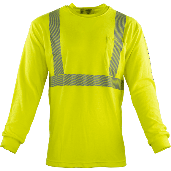 Ironwear 1210FR Hi-Vis Reflective Long Sleeve Shirt | ANSI Class 2 | Flame Resistant and UL Classified (Lime, 4X-Large)