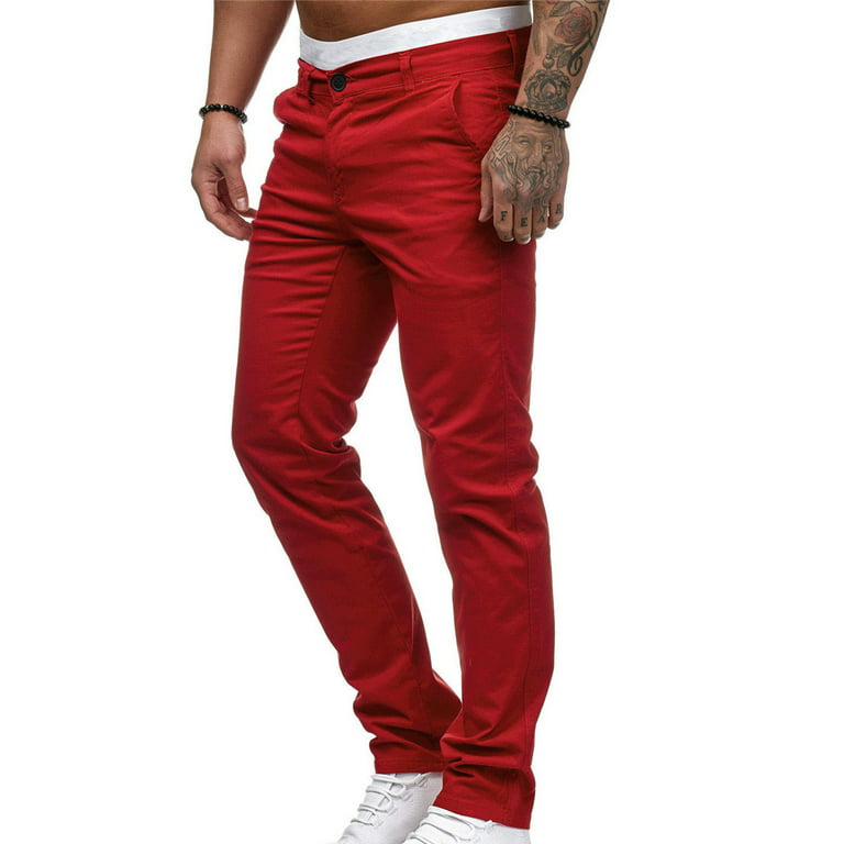 Mrat Full Length Pants Lounge Pant Trousers Men's Casual Button Open Slim  Fit Straight Solid Color Trousers Female Skinny Jean 