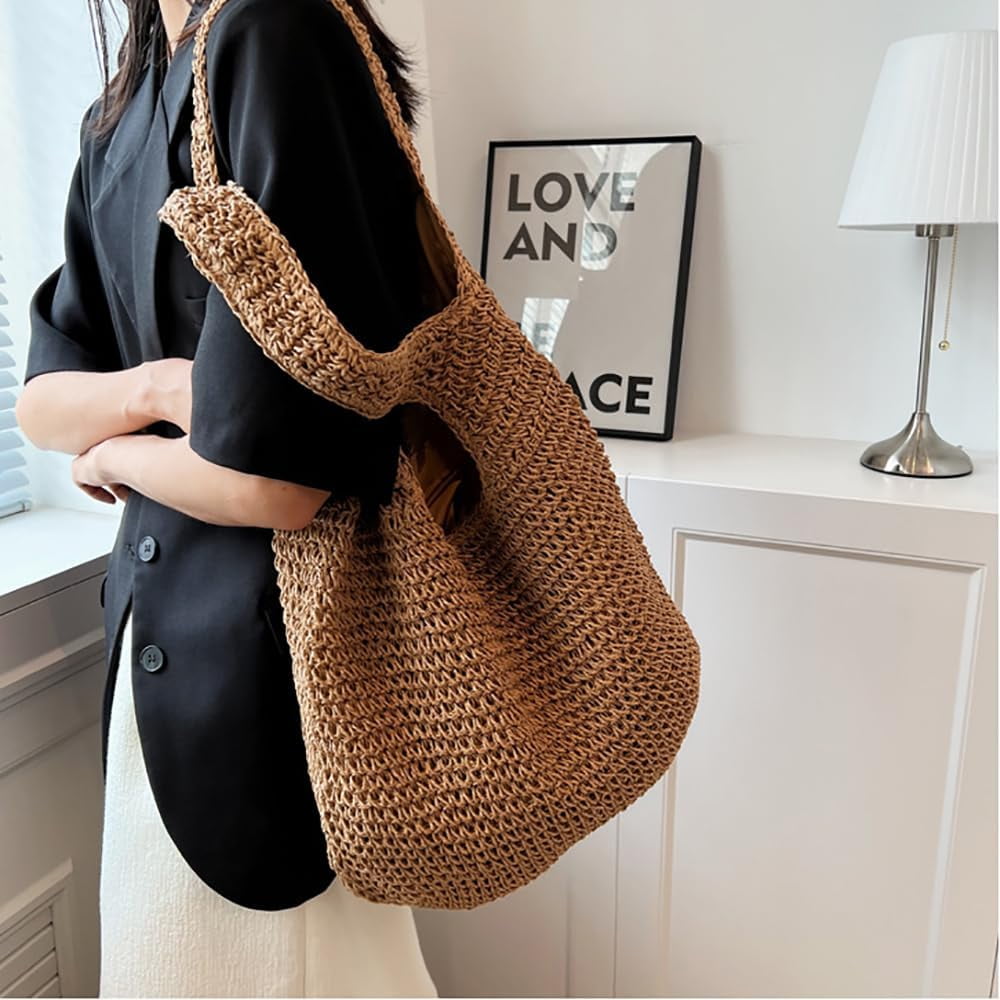 CoCoMangos Straw Hobo Bags for Women Vintage Handbag Tote Bag Boho Crochet Beach Bag Trendy Handwoven Shoulder Bags Purse