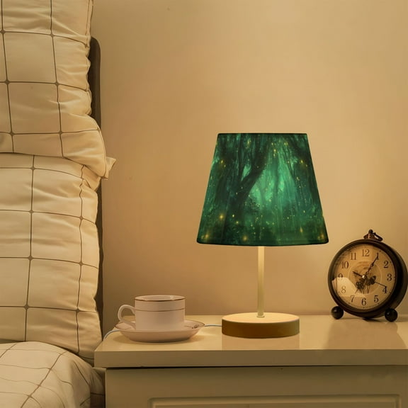 Yayeee Mini Table Lamp 10.8" Dimmable with Fabric Shade 3 Color Temperatures, Magical Forest