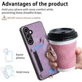 thumbnail image 5 of Phone Case for Samsung Galaxy S23 FE 5G Wallet Cover with Tempered Glass Screen Protector and Wrist Strap Lanyard RFID Credit Card Holder Ring Stand Cell Accessories S 23 EF S23FE 23S Women Men Purple, 5 of 6