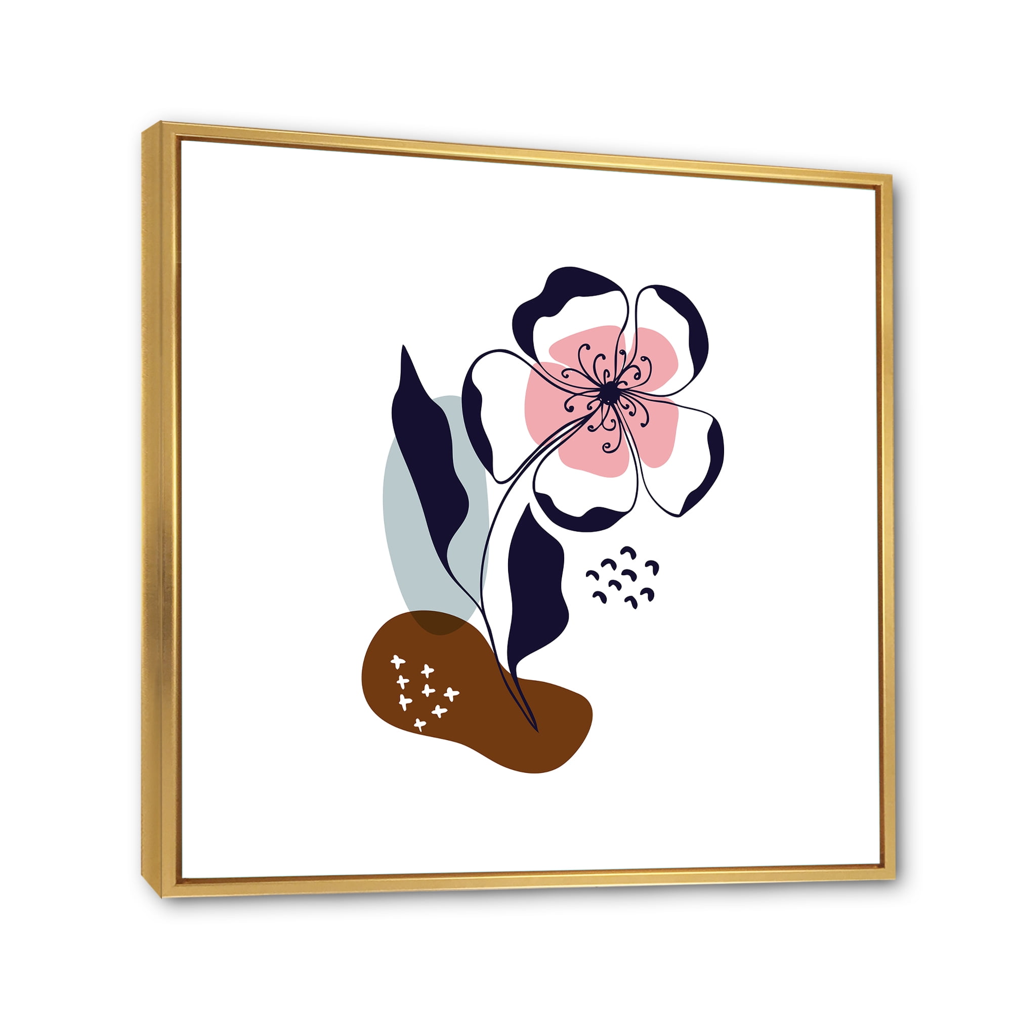 Designart 'Abstract Minimal Shapes Under Flowers IV' Modern Framed Canvas Wall Art Print