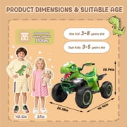 24V Dinosaur Ride on Toy, 2-Seater Powered Ride on Car w/Remote Control, Electric Kids ATV with 4-Wheel Suspension, Bluetooth, Music, Cool Lights, Gift for Boys Girls Aged 3-8 - Green