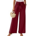 thumbnail image 4 of Futezty Womens Wide Leg Pants Plus Size Elastic Tie Knot Lounge Pants Loose Trousers with Pockets, 4 of 5