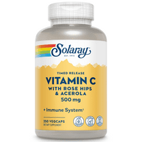 Solaray Vitamin C w/ Rose Hips & Acerola | 500mg | Two-Stage, Timed-Release Healthy Immune Function, Skin, Hair & Nails Support | Non-GMO | 250 CT