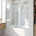 thumbnail image 2 of VIGO Luca 56 to 60 in. W x 58 in. H Sliding Frameless Tub Door in Stainless Steel with 3/8 in. (10mm) Clear Glass, 2 of 13