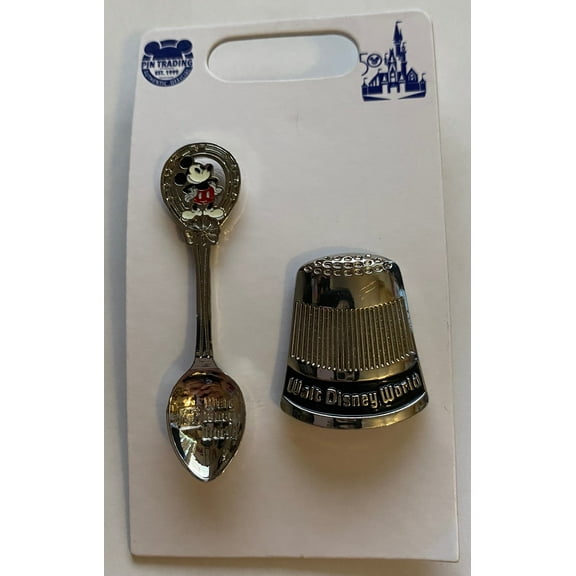 Disney Walt Disney World 50th Vault Vintage Spoon and Thimble Pin New