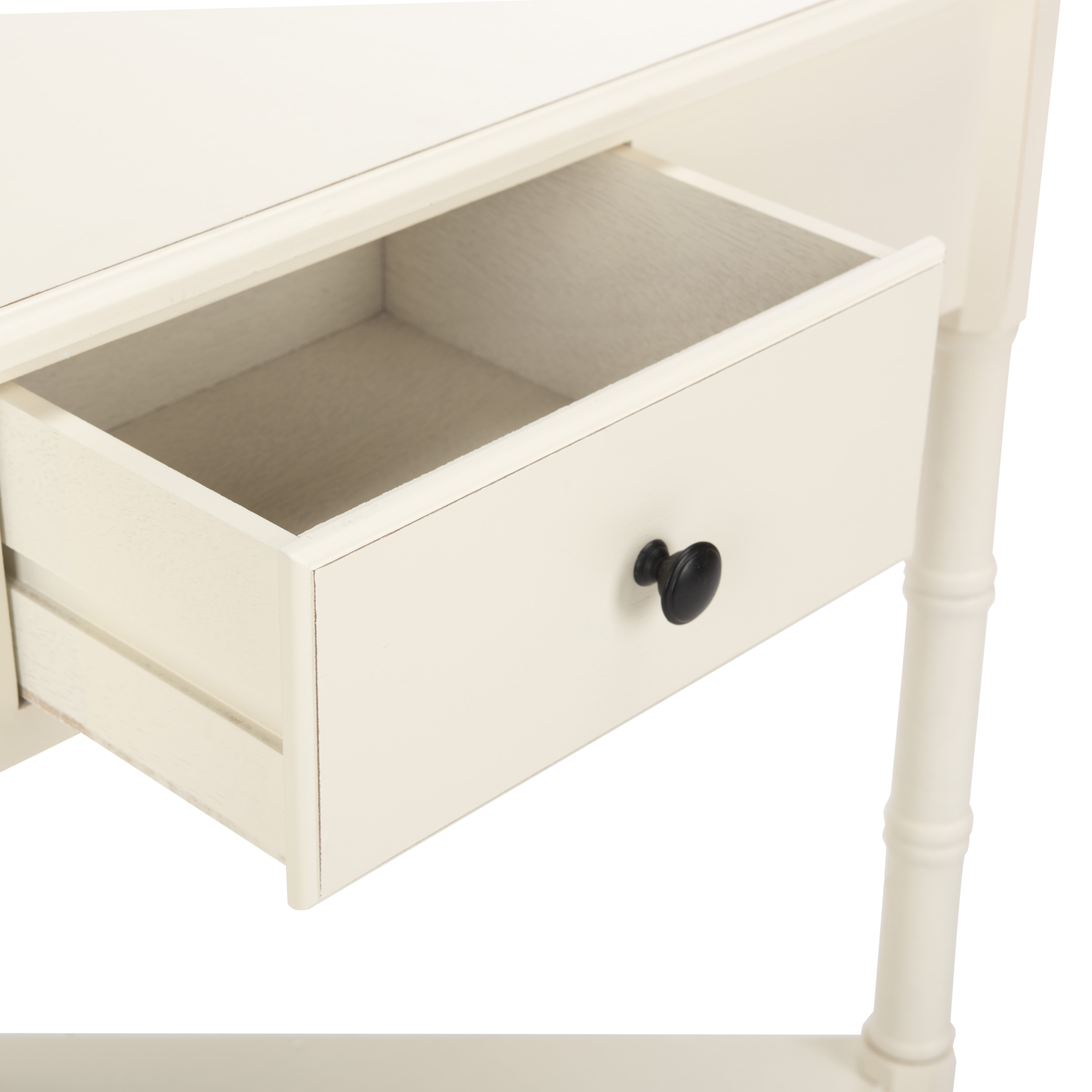 SAFAVIEH Gomez Solid Casual Corner Table With Storage Drawer, Distressed Cream