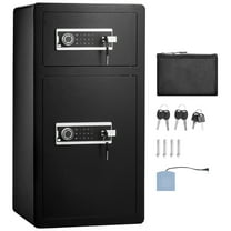 KFFKFF Dual-Entry 5.5 cu.ft Security Safe, Equipped with Key & Code Locking Mechanisms, Includes Fire-Resistant Pouch, Illumination, Adjustable Shelves, and a Dedicated Section for Cash